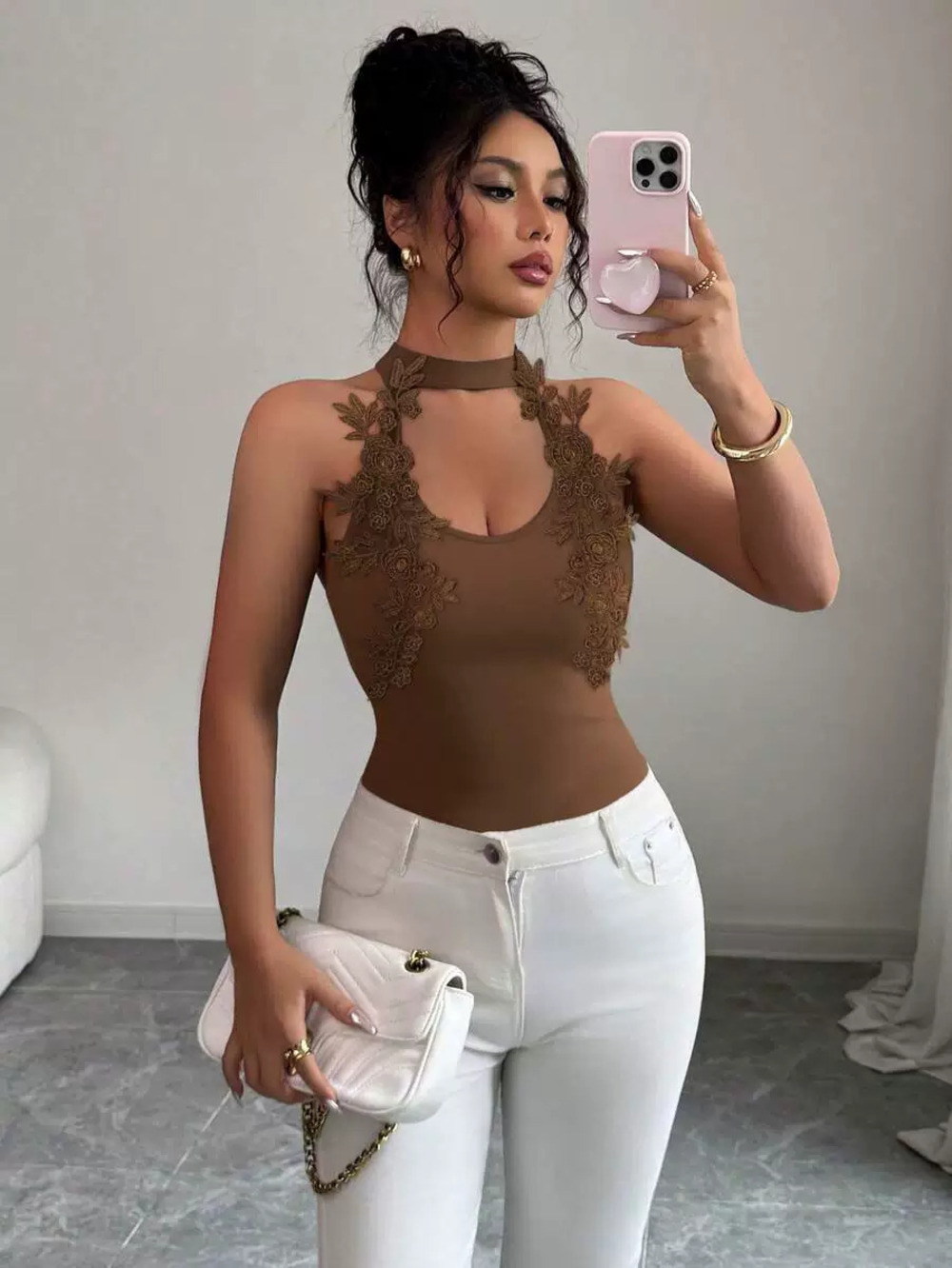 Zara Fitted Halter Top Solid Color